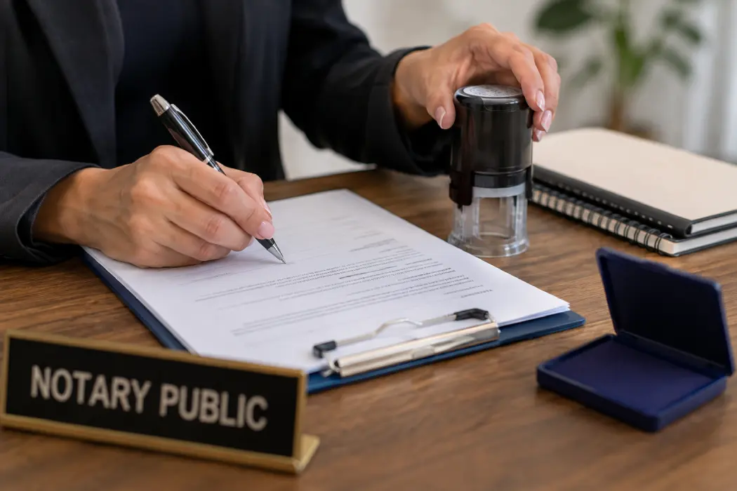 Dallas mobile notary signing documents with a client