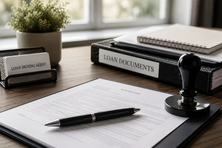 Loan documents prepared for a professional signing agent