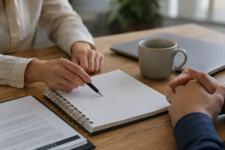 Client signing paperwork during a mobile notary appointment